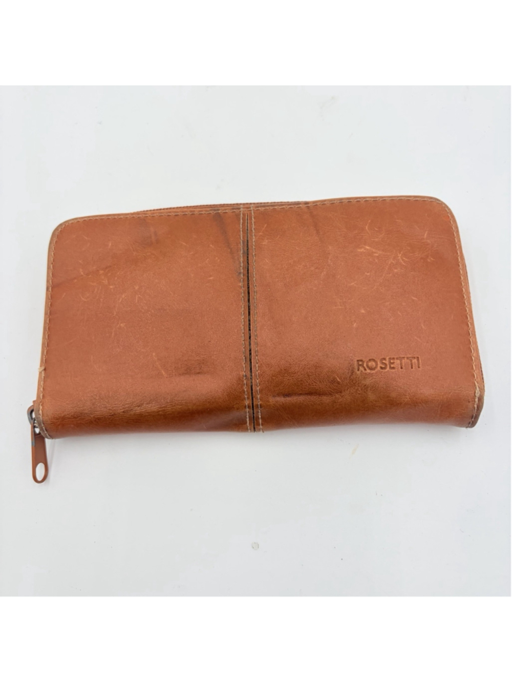 ROSETTI Leather Zip Around Wallet Organizer Removable Clutch Checkbook Brown